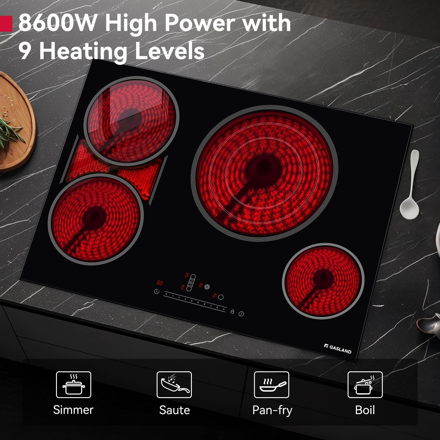 GASLAND Electric Cooktop 30 Inch, 4 Burners with Bridge Element, 220V