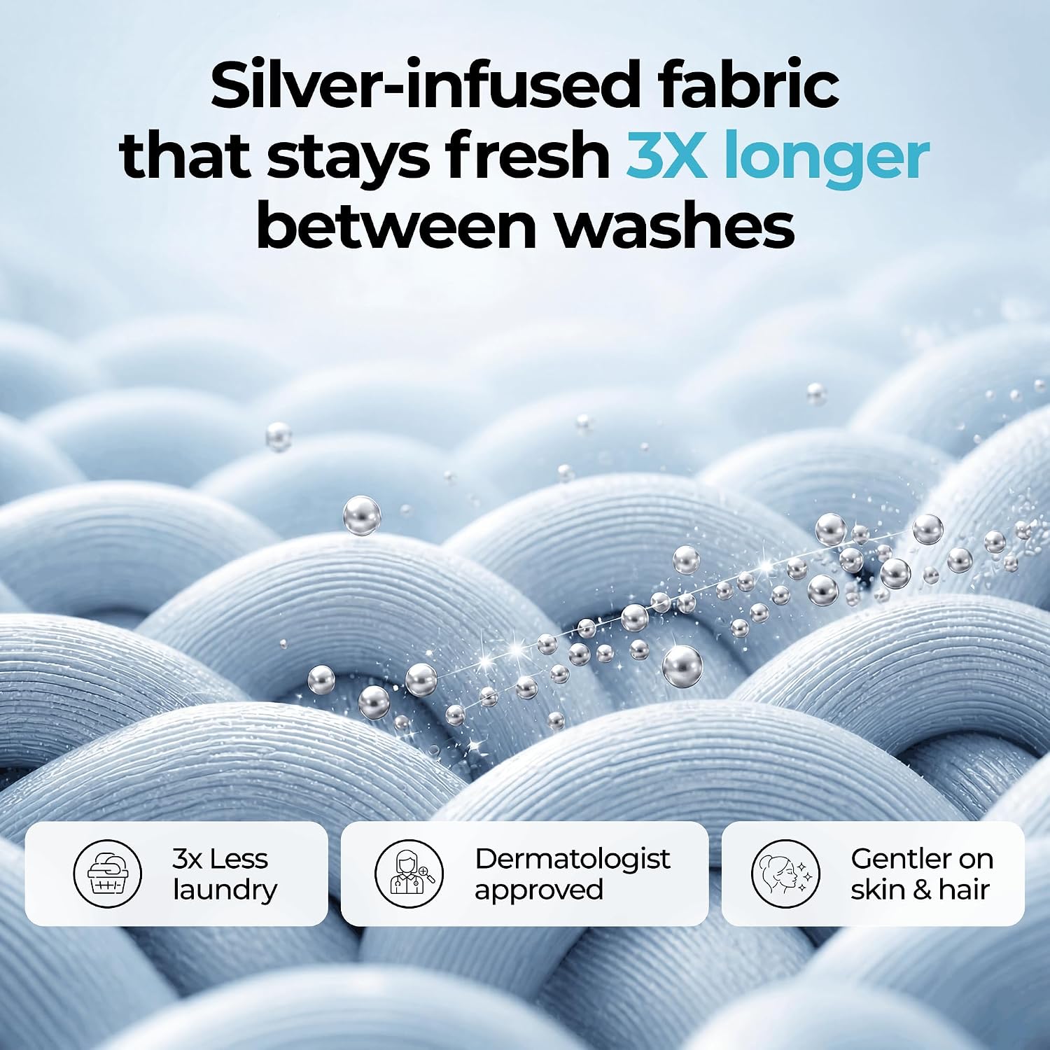 Silvery Silver Infused Bed Sheets Set - Ultra-Soft Temperature-Regulating Fabric with Self-Cleaning Technology™ that Stays Fresh 3X Longer for Hygienic Sleep
