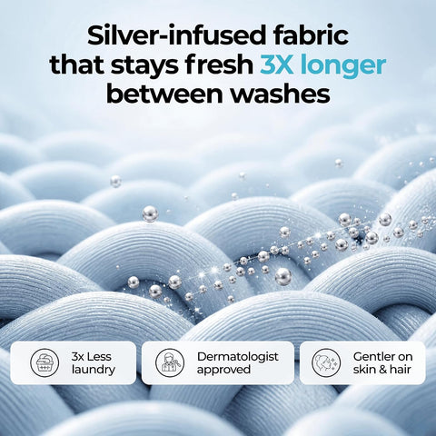 Silvery Silver Infused Bed Sheets Set - Ultra-Soft Temperature-Regulating Fabric with Self-Cleaning Technology™ that Stays Fresh 3X Longer for Hygienic Sleep
