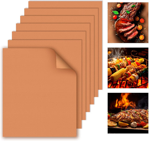 WIBIMEN Grill Mats for Outdoor Grill, Copper 7pcs Grill Mat