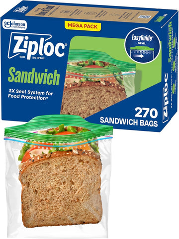Ziploc Sandwich & Snack Bags, Food Storage, Easy Open & Close, 270 Count