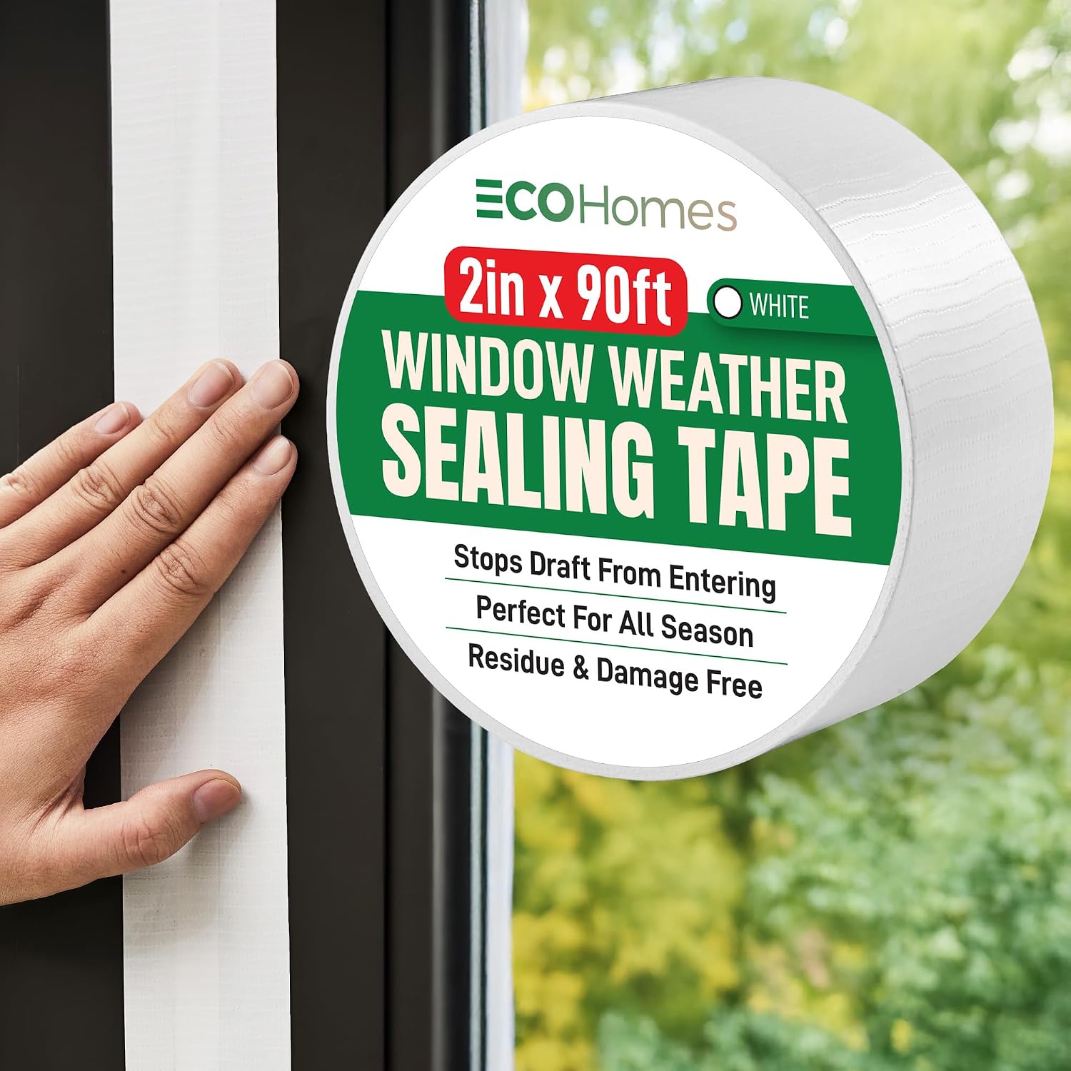 ECOHomes Window Weather Sealing Tape (2 Inch Wide x 90 Ft, White)