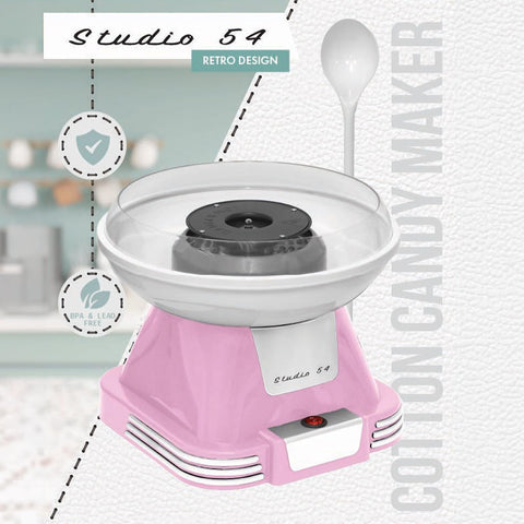 Retro Cotton Candy Machine with 5 Jars (11oz Each) Floss Sugar, 50 Paper Cones, Easy Cleanup Cotton Candy Maker, Durable Retro Design, Makes 20–30 Servings per Jar, BPA & Lead Free
