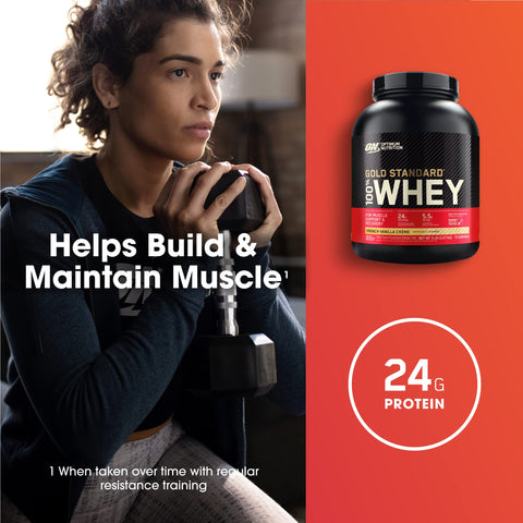 Optimum Nutrition Gold Standard 100% Whey Protein Powder, French Vanilla Crème, 5 Pound (Packaging May Vary)