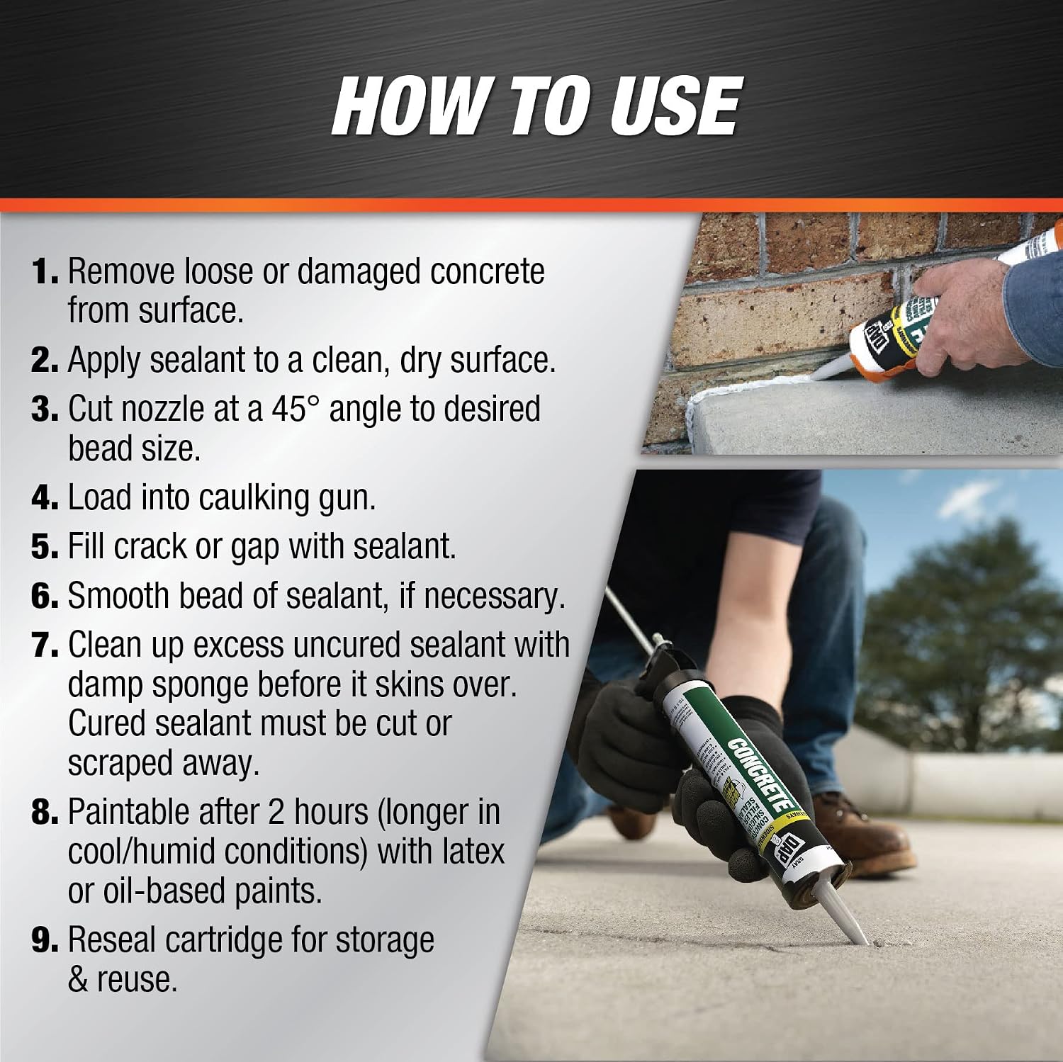 DAP Concrete and Mortar Filler and Sealant, Gray, 10.1 Oz (7079818096)