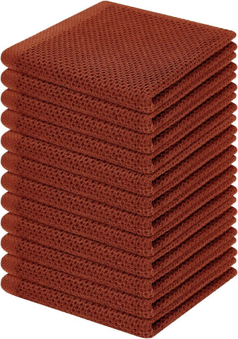 Homaxy 100% Cotton Waffle Weave Kitchen Dish Cloths 12-Pack, Rust