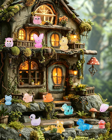 FIVEIZERO 100PCS Luminous Mini Resin Animals, 20 Styles Mini Resin Figures