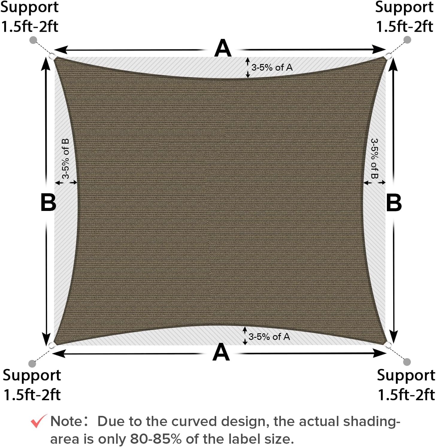 Artpuch Sun Shade Sail 10'X10'X14' Mocha Triangle