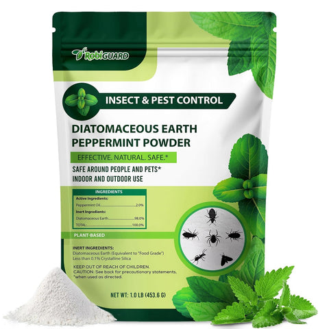 Diatomaceous Earth Food Grade & Peppermint Powder for Crawling Insect and Pest Control – 1 lb