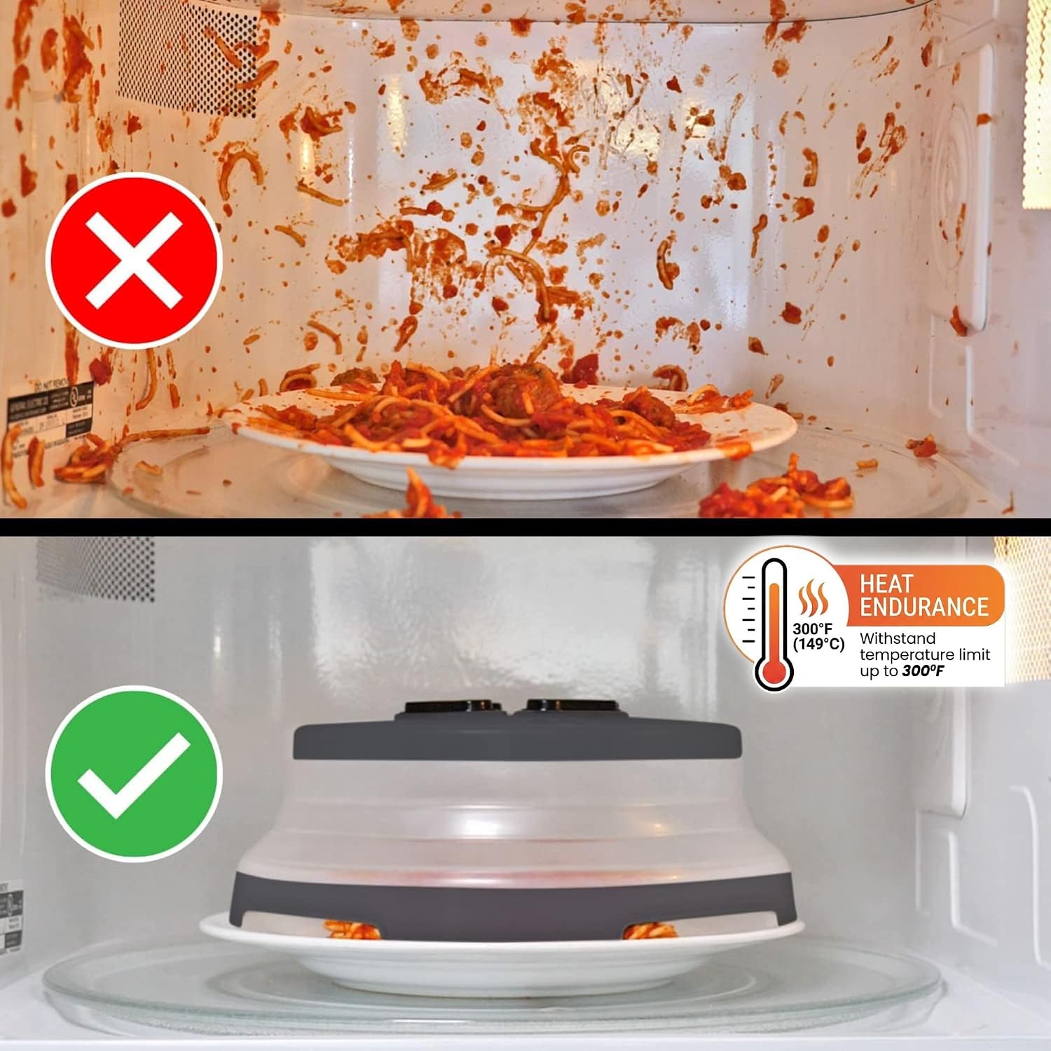 HOVER COVER Magnetic Microwave Splatter Cover - 10" Collapsible - Graphite