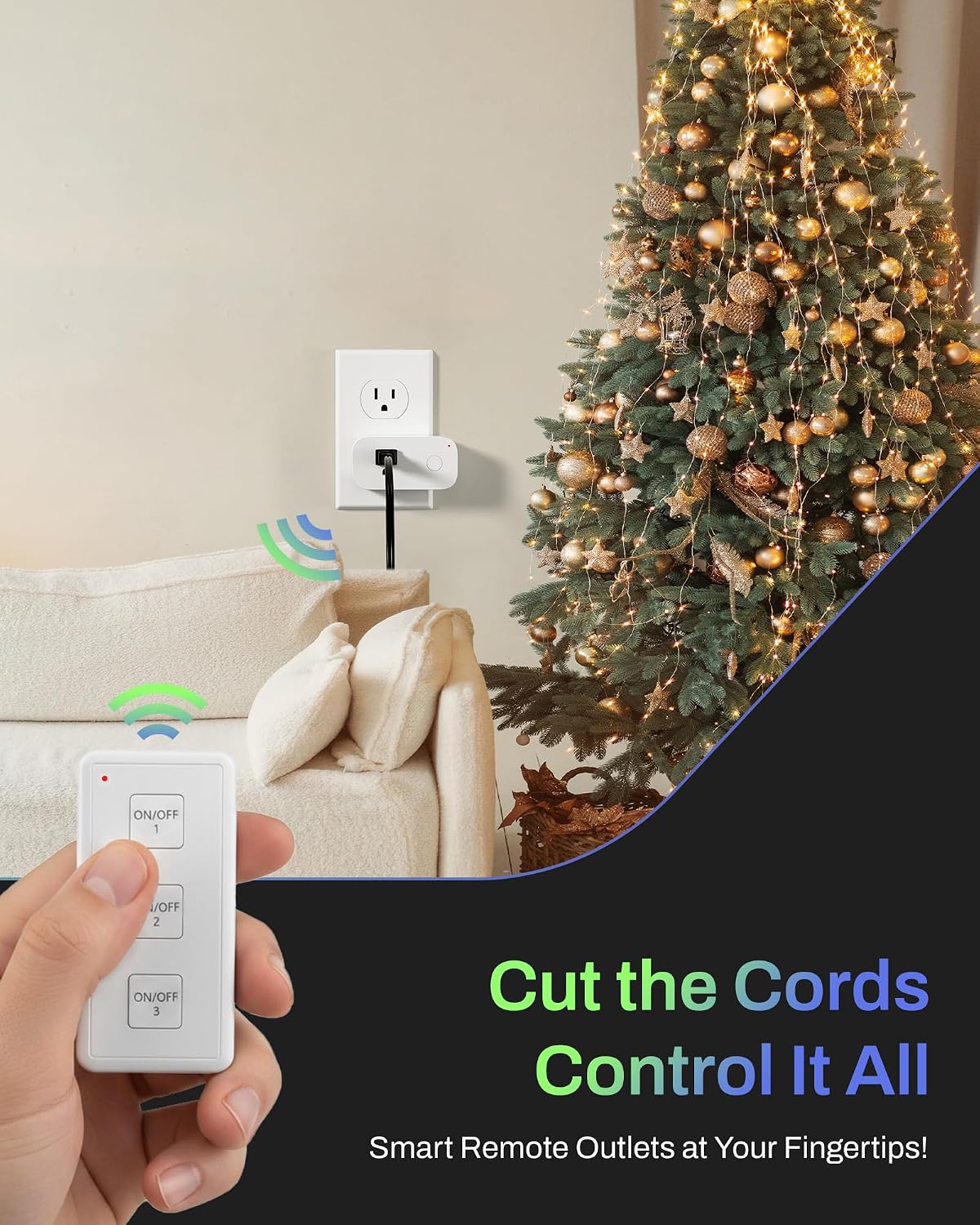 BN-LINK Wireless Remote Control Outlet Switch – 3-Outlet Kit with Magnetic Remote & Wall-Mount Holder, Remote Plugs for Lights & Appliances, Outlet Remote Control Wireless, Up to 100 ft Range