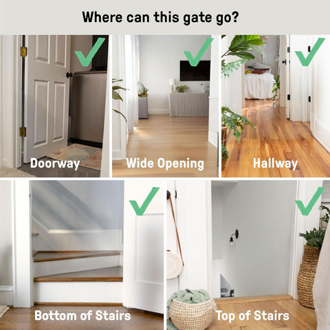 Ingenuity Extra Tall & Wide Safety Pet and Baby Gate, 29.5"-53" Wide, 38" Tall, Pressure or Hardware Mounted, Install on Wall or Banister in Doorway or Stairway, Auto Close Walk-Thru Door - White