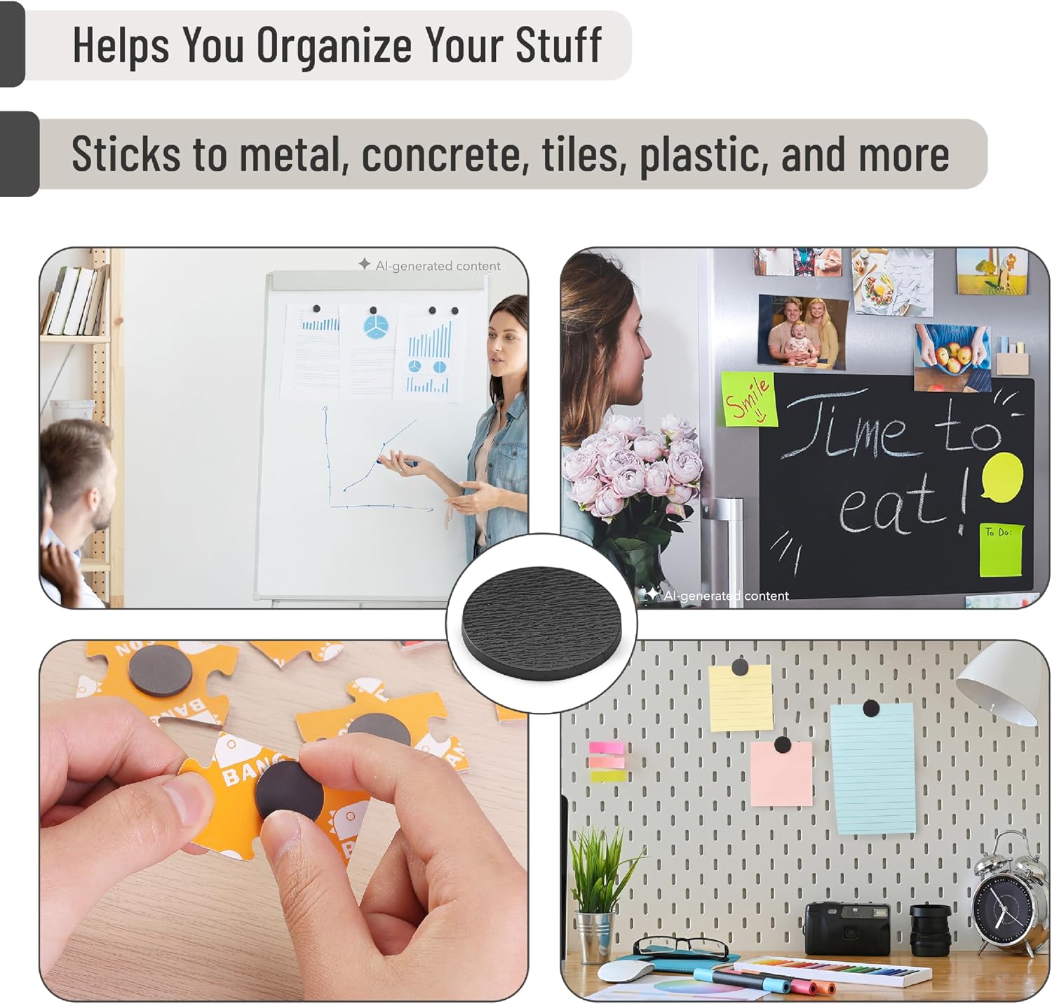 Mr. Pen- Self Adhesive Magnet Dots, 40 pcs, Flexible, 1.2" x 2mm Thickness