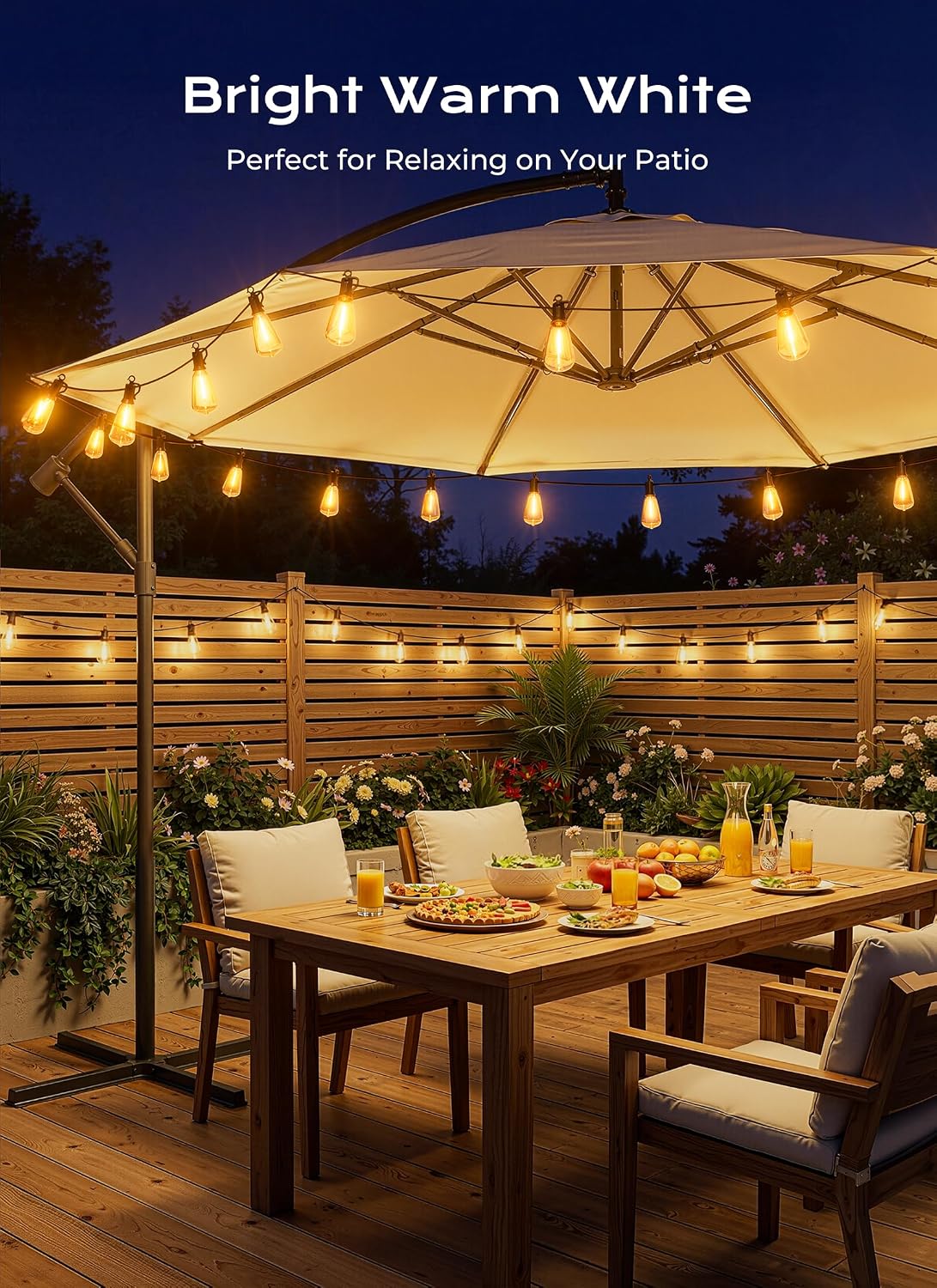 Brightown 202FT Solar String Lights Outdoor Waterproof, 26Hrs Runtime