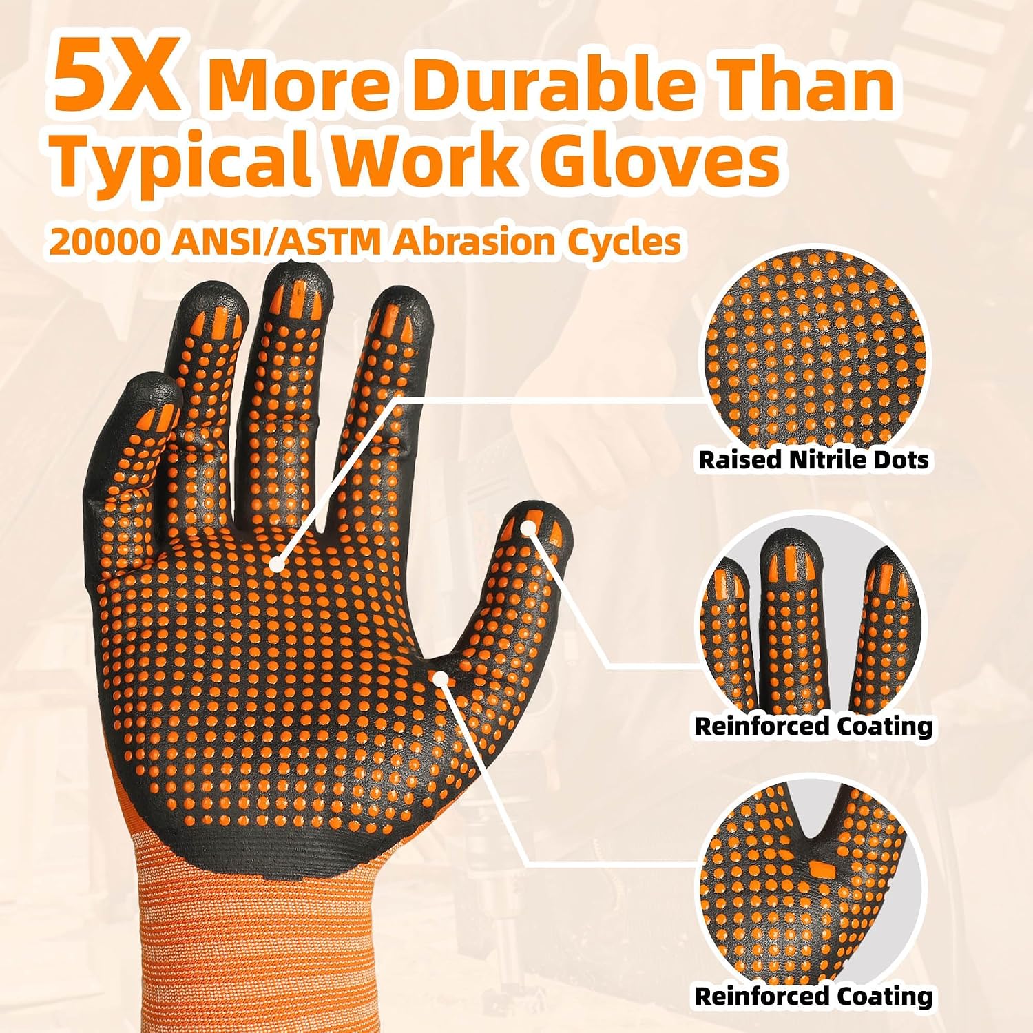 Schwer 3/6/12 Pairs Safety Work Gloves, MicroDot Abrasion & Grip, LT5619, S