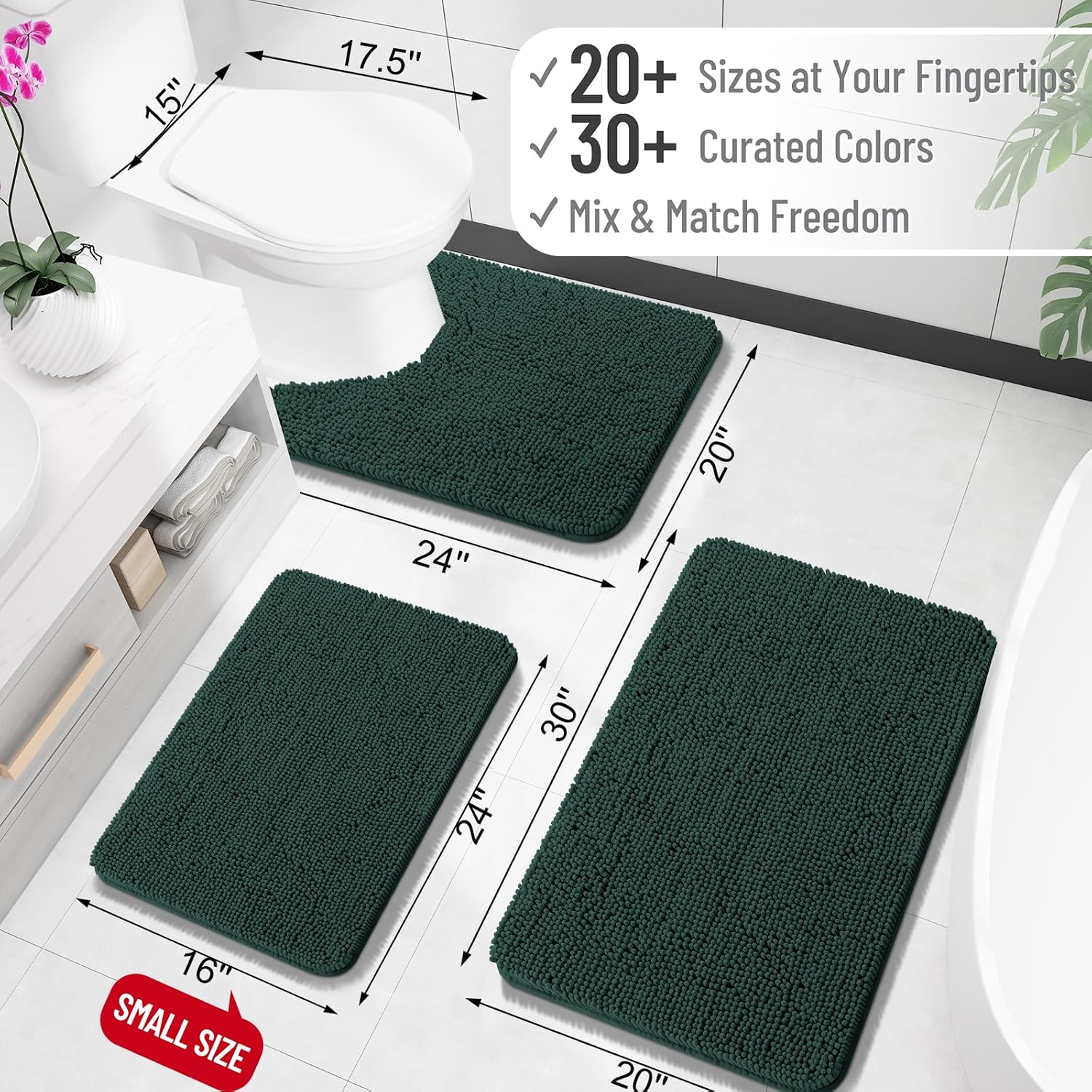 OLANLY Bathroom Rugs 34x21, Extra Soft Absorbent Chenille Bath Rugs