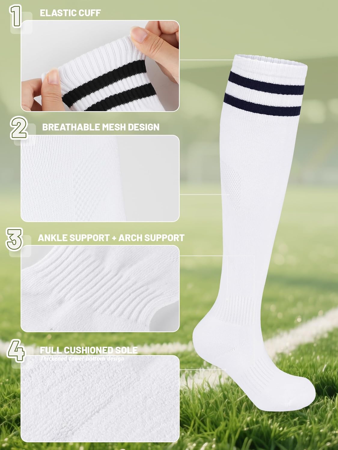 Hryrbay Kids Soccer Shin Guards with Sleeves and Socks Youth Shin Pads Set
