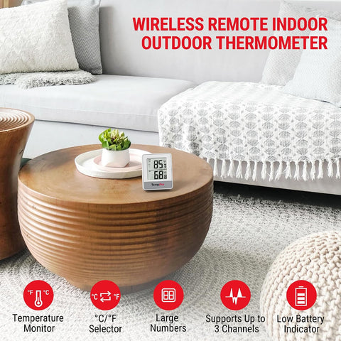 TempPro TempAir Indoor Outdoor Thermometer Wireless 500FT