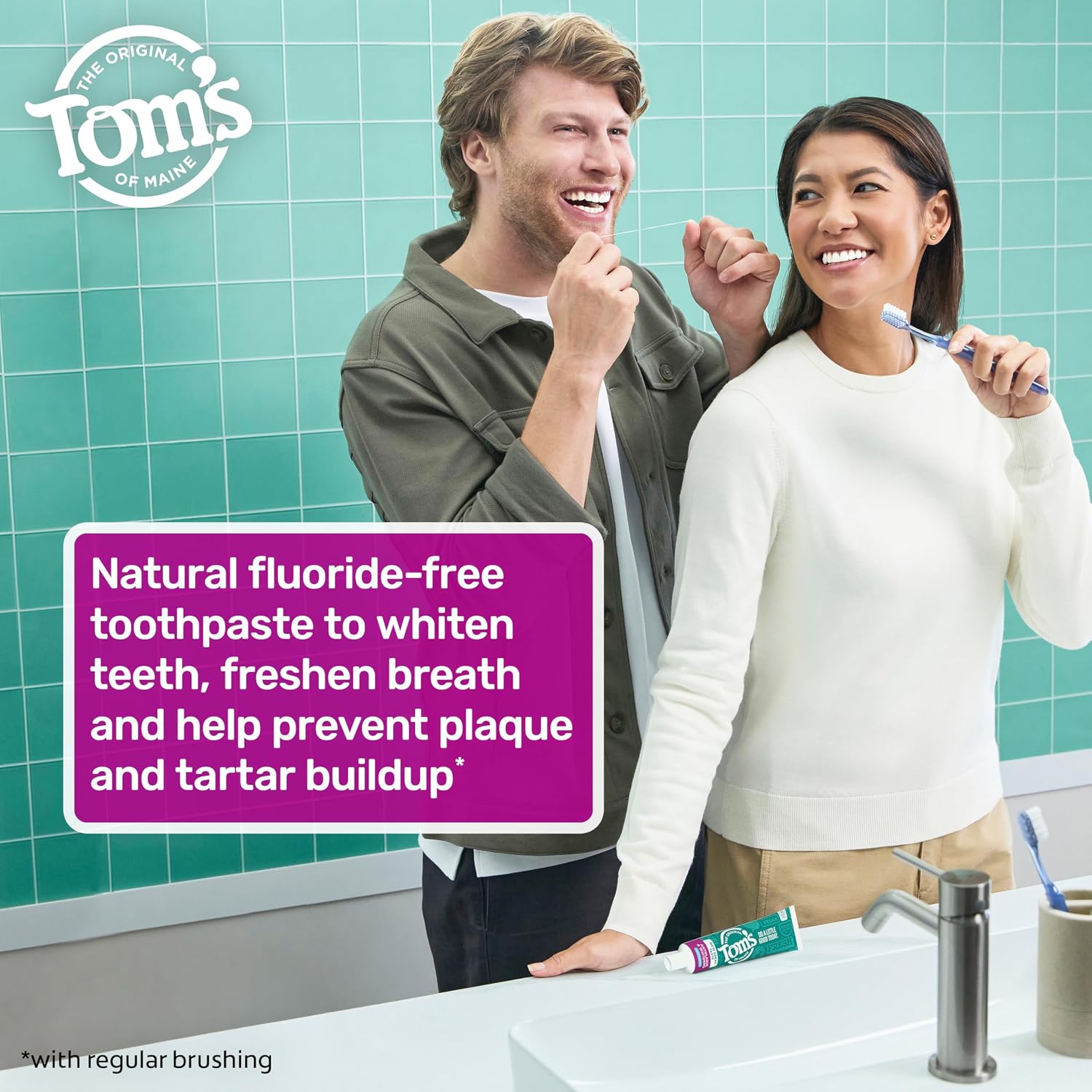 Tom's of Maine Antiplaque and Whitening Toothpaste, Peppermint, 2Pk, 5.5 oz