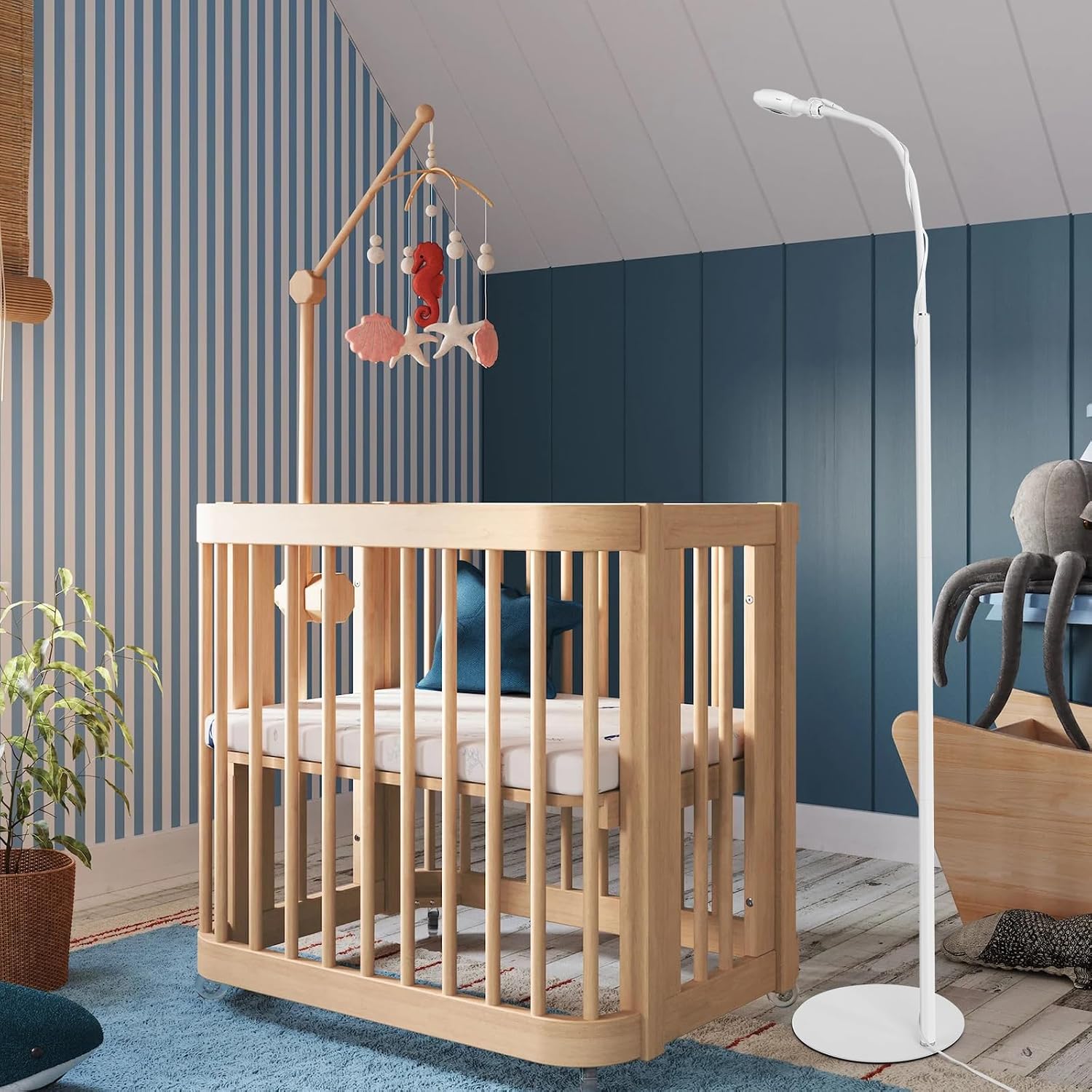 Didalo Floor Stand for Nanit Pro Baby Monitor, Gooseneck Swivel Holder Mount with Adjustable Height and Stable Base,Without Tools or Wall Damage(Camera not Included)
