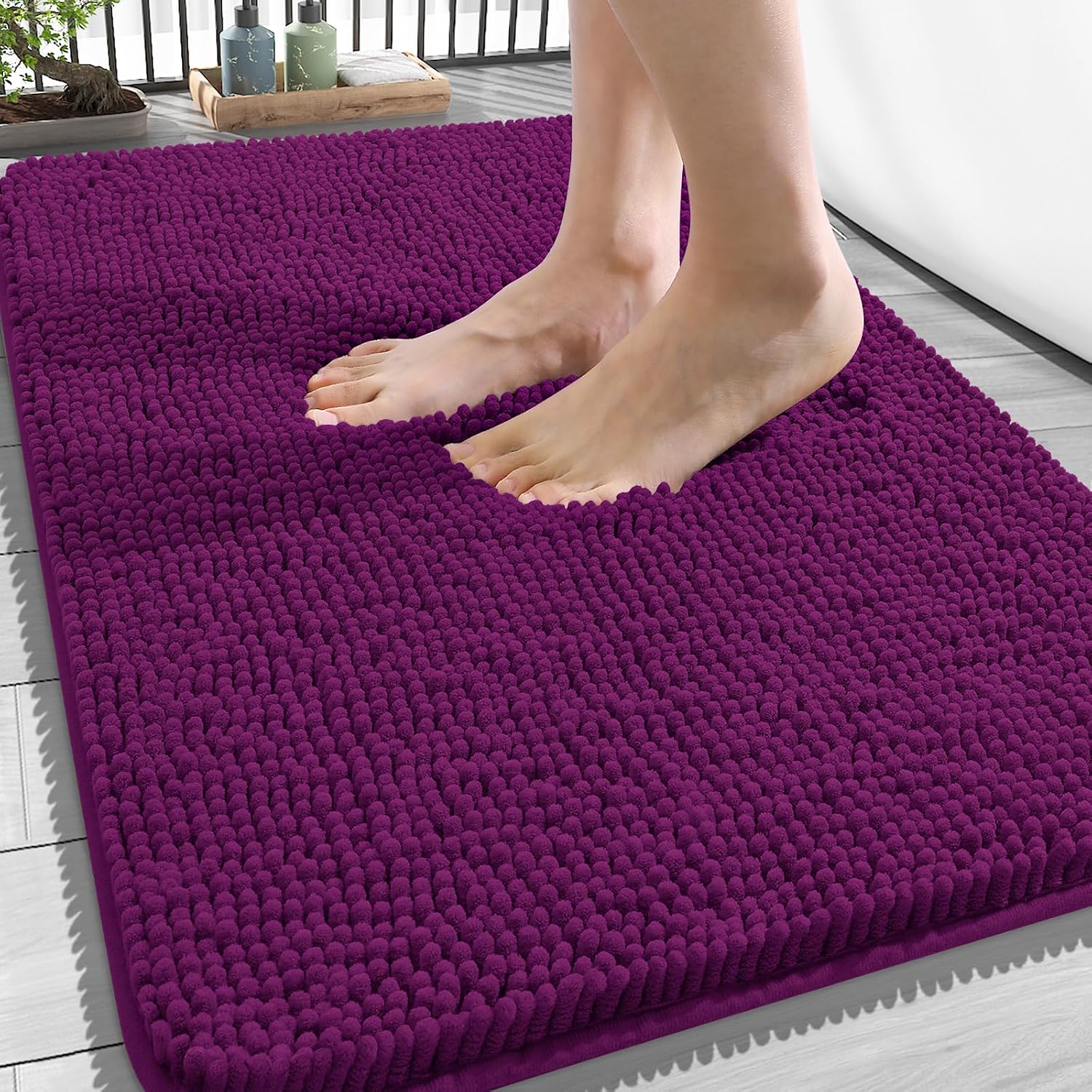 OLANLY Bathroom Rugs 34x21, Extra Soft Absorbent Chenille Bath Rugs