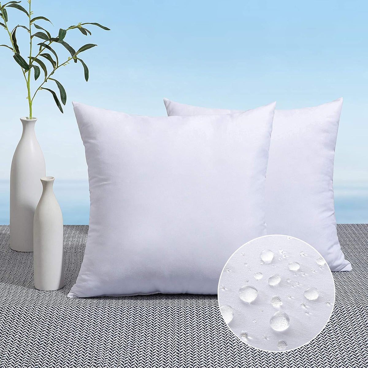 MIULEE Pack of 2 18x18 Inch Outdoor Pillow Inserts