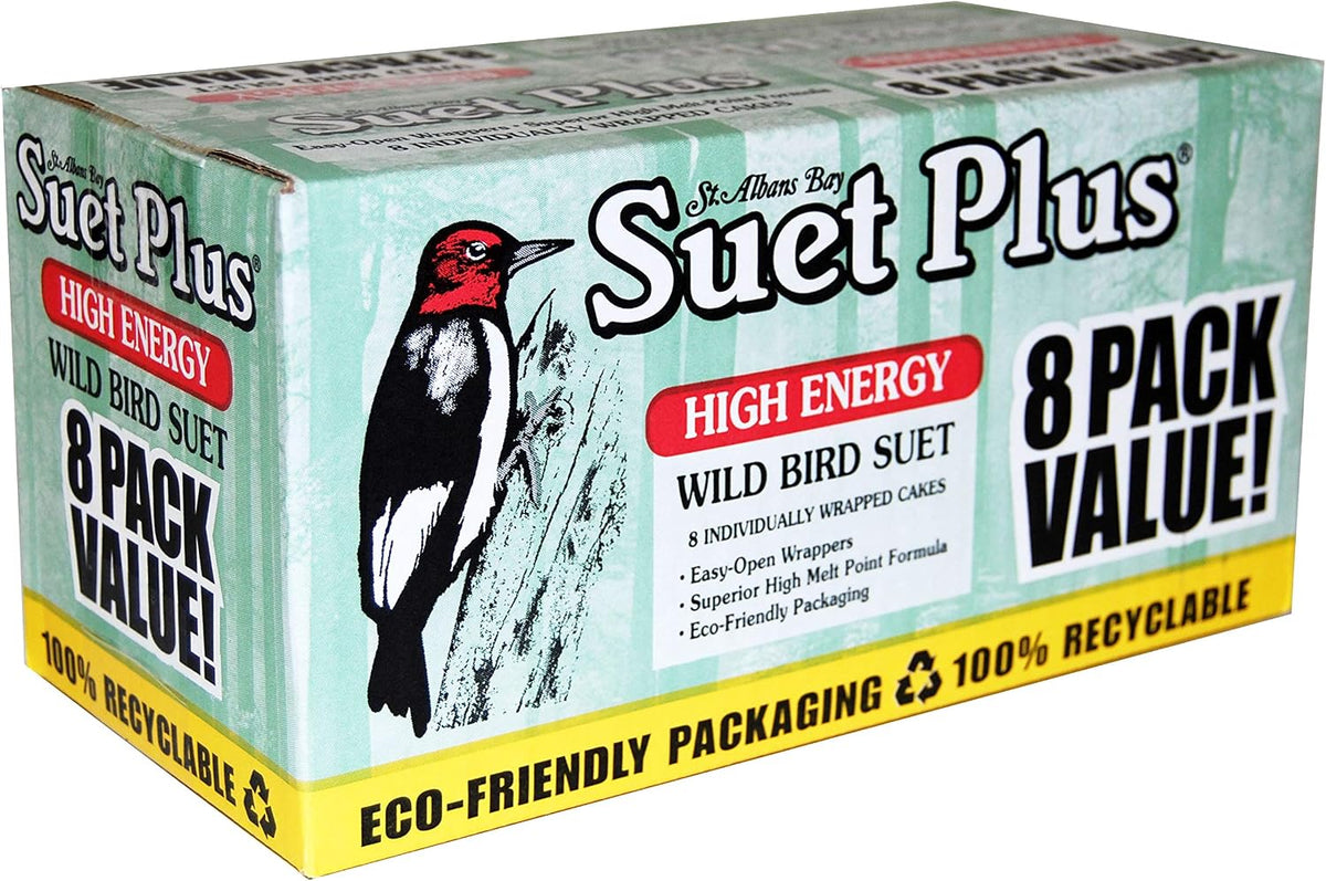 ST. ALBANS BAY SUET PLUS Bird Suet Variety Packs | 11 oz. Bird Suet Cakes | (High Energy, 8 Pack)