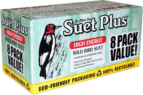 ST. ALBANS BAY SUET PLUS Bird Suet Variety Packs | 11 oz. Bird Suet Cakes | (High Energy, 8 Pack)