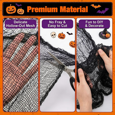 Halatool 6 Pcs Creepy Cloth, 30 x 72 Inch Black Cheesecloth Halloween Decor