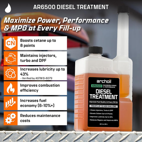 Archoil Diesel Fuel System Kit - AR6400-D (12 oz) + AR6500 (40 oz) - Complete Restoration For All Diesel Engines, Injector Cleaner, Lubricity Improver, DPF & Turbo Deposit Control, Cetane Booster