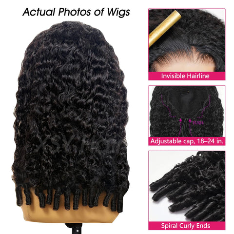 XSY Burmese Curly Half Wig Human Hair for Black Women 18 Inch Natural Black