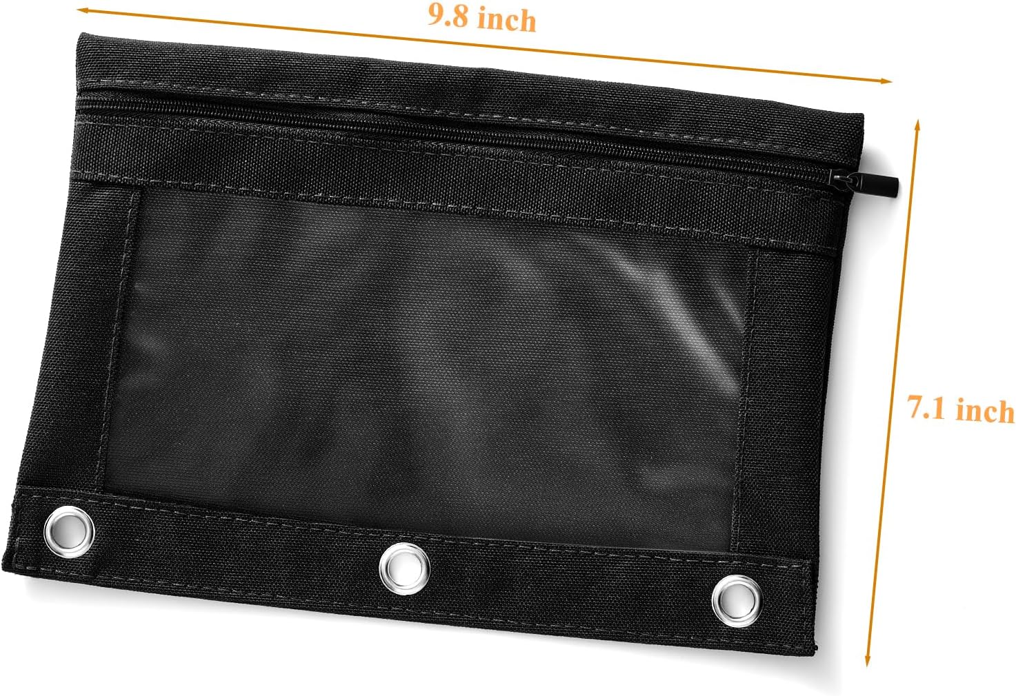 Binder Pencil Pouch for 3 Ring Binder, Clear Pencil Case Box Bag, Aesthetic Pen Organizer for School Supplies with Zipper, Back to School for Girls Boys, 1 Pack, Black