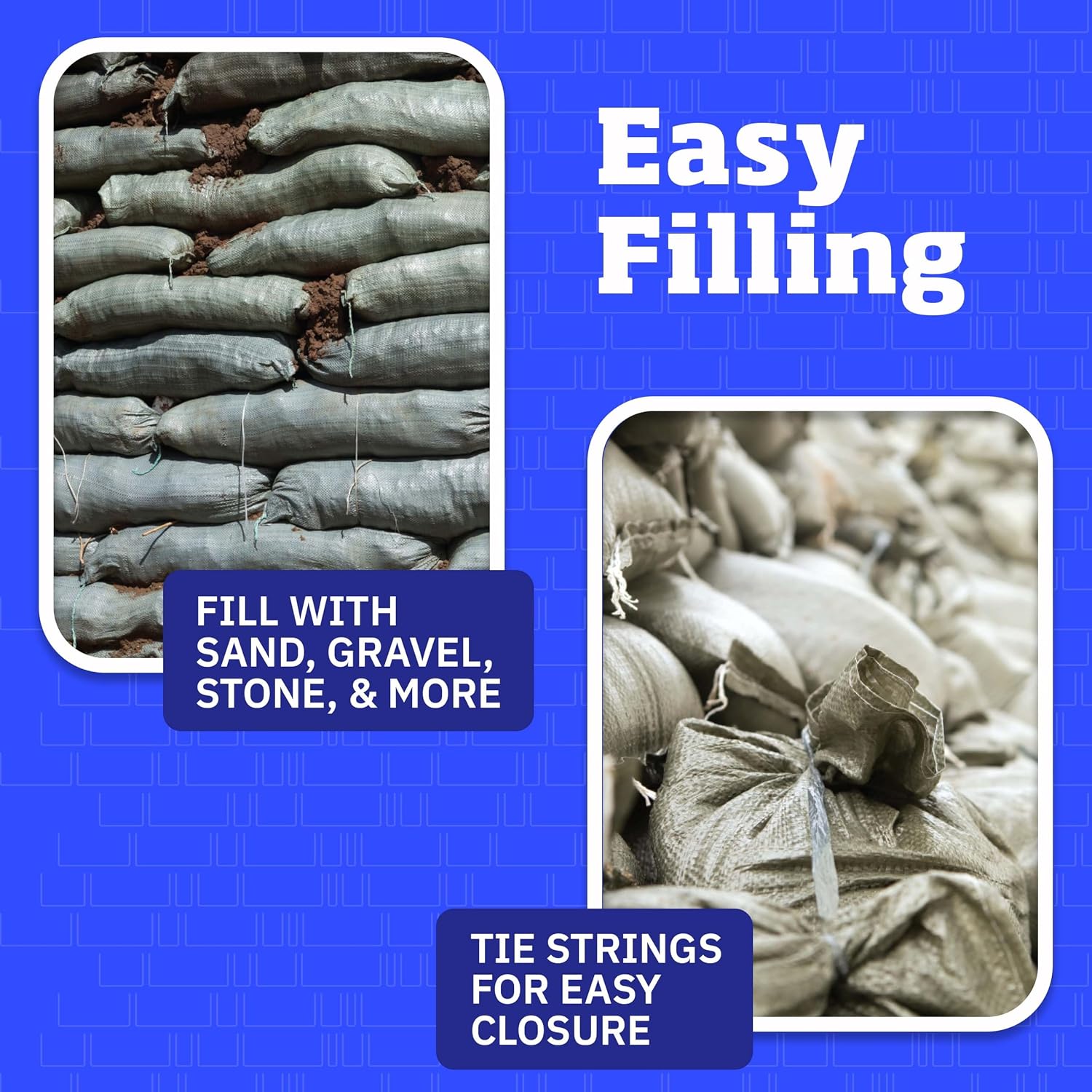 DURASACK Heavy Duty Sandbags with Ties, 14x26, Empty, Green, Pack of 10