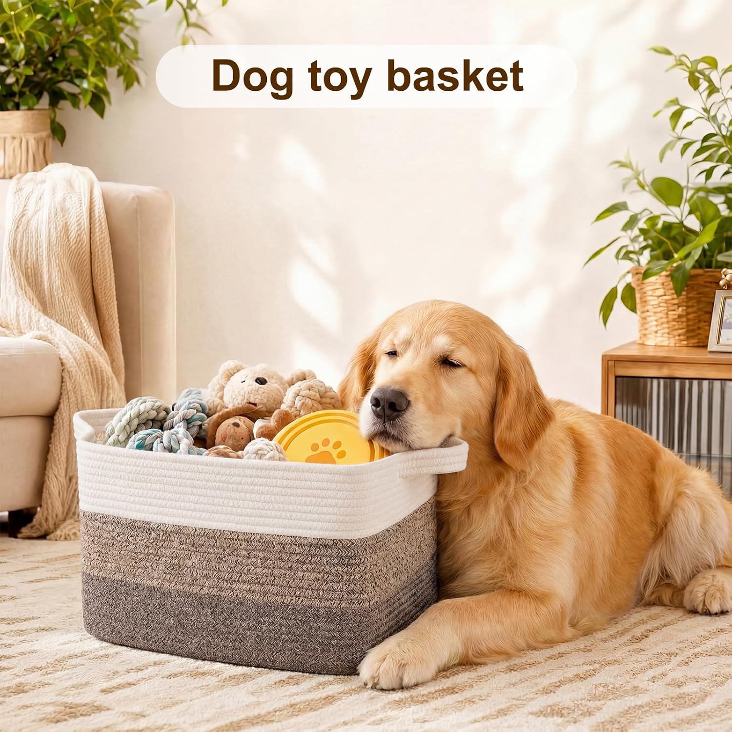 OIAHOMY Cotton Rope Storage Baskets for Organizing Dark Brown 3-Pack