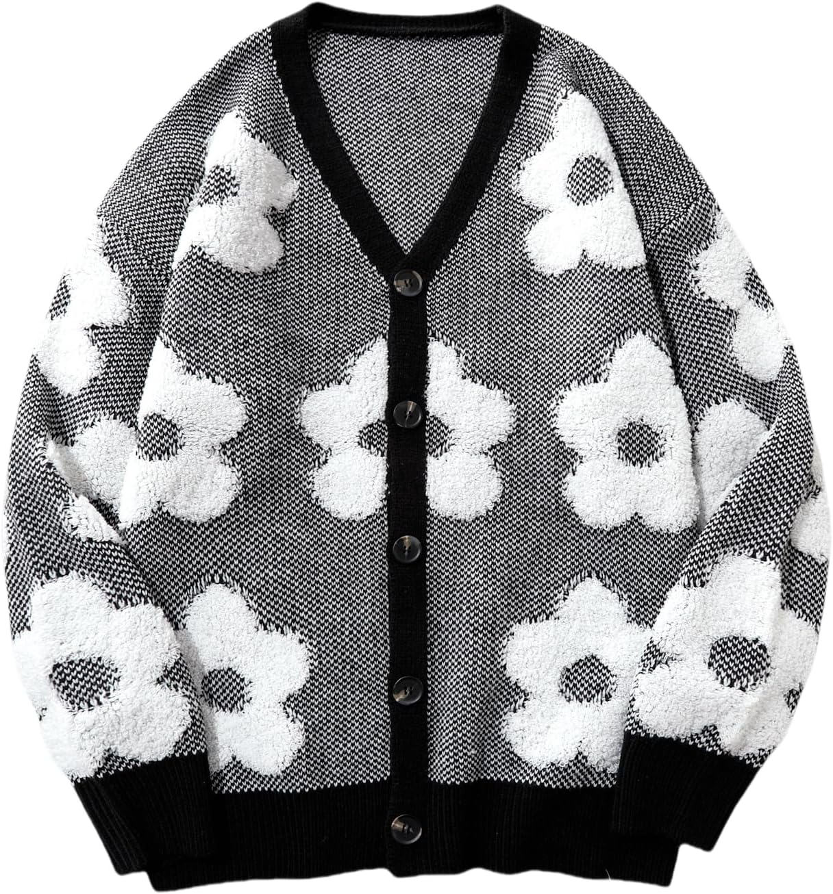 SHENHE Men's Skeleton Pattern Cardigan Long Sleeve Unisex Knitted Sweaters