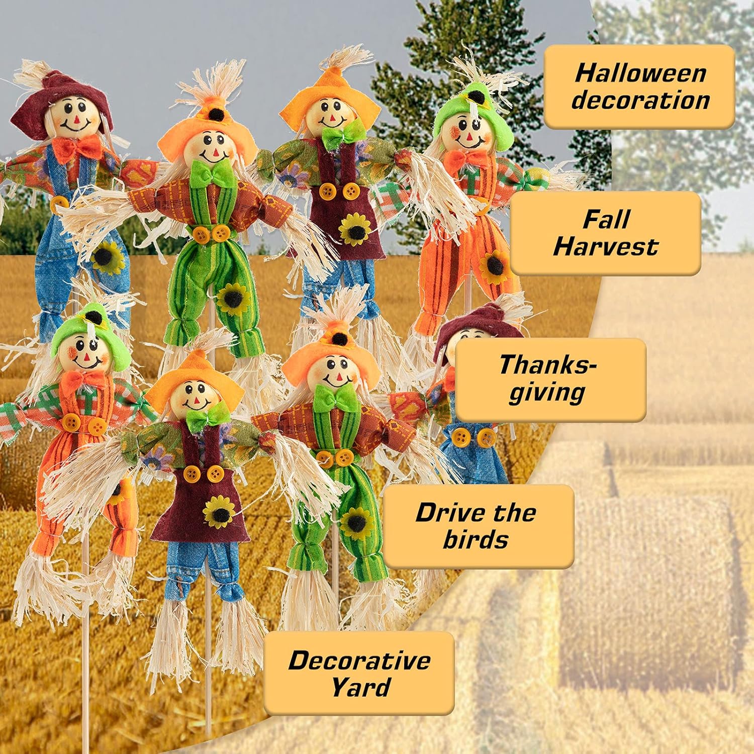 6 PCS Halloween Scarecrow Decorations, Scarecrows Fall Decor