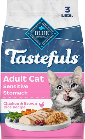 Blue Buffalo Tastefuls Chicken Adult Sensitive Stomach Dry Cat Food, 3 lb