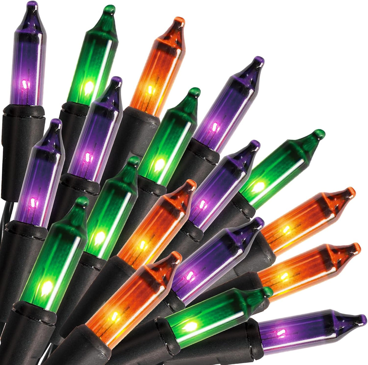TW SHINE Purple Orange and Green Halloween Lights, 20FT 100 Count Incandescent Mini String Lights, Waterproof Halloween Decorations for Outdoor Indoor Patio Home Party Garden Yard Decor