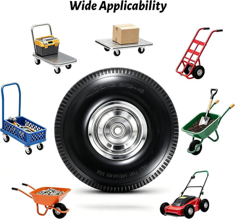 Atlantic 2-Pack 10-Inch 4.10/3.50-4" Solid PU Wheels with Flat Free Tire
