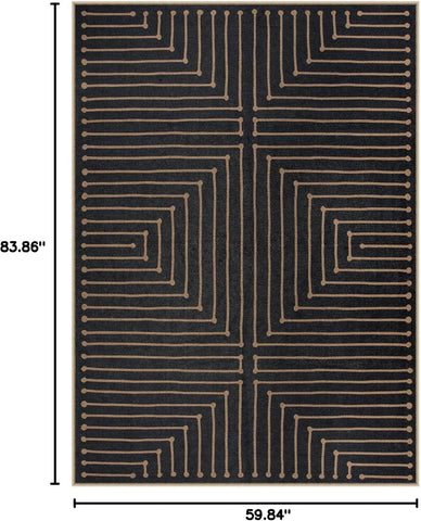 Lahome Neutral Outdoor Rug 5x7, Black and White Rug for Living Dining Room