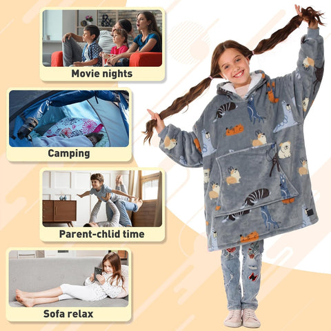 Catalonia Oversized Sherpa Hoodie Blanket Wearable Sweatshirt for Kids