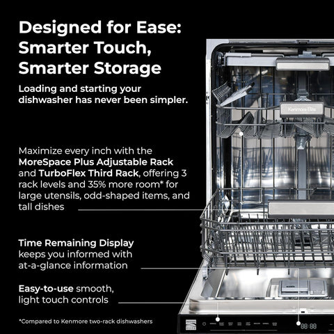 Kenmore Elite 24" Built-In Dishwasher - Black