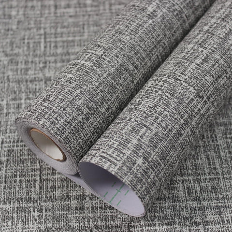 WADILE Grasscloth Peel and Stick Wallpaper 15.7in x 78.7in, Textured Contact Paper for Cabinets, Faux Linen Wall Paper Pull and Stick, Fabric Vinyl Wallpaper Self Adhesive Dark Gray