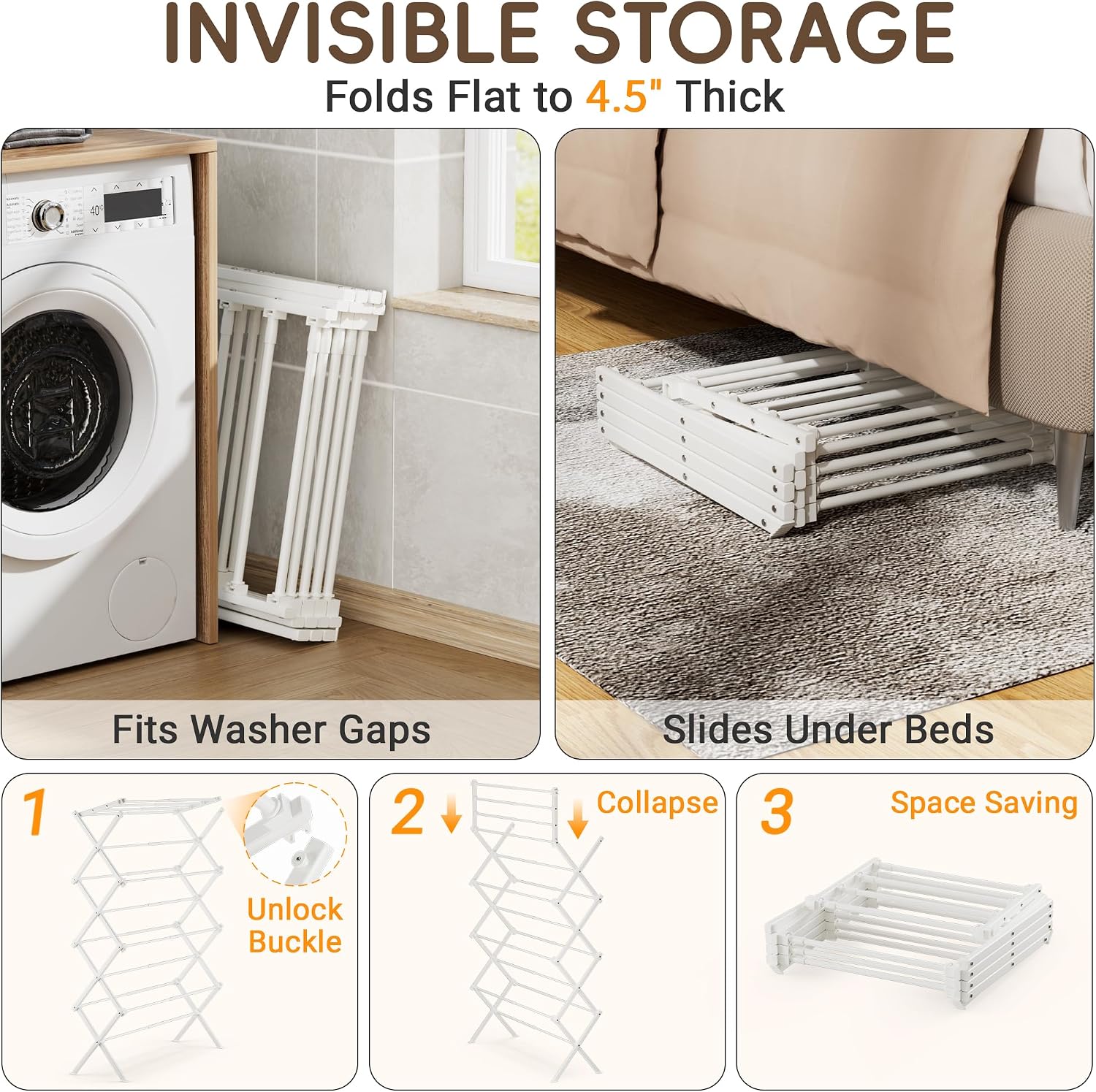 4-Tier Foldable Clothes Drying Rack for Long Garments