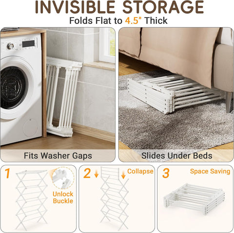 4-Tier Foldable Clothes Drying Rack for Long Garments