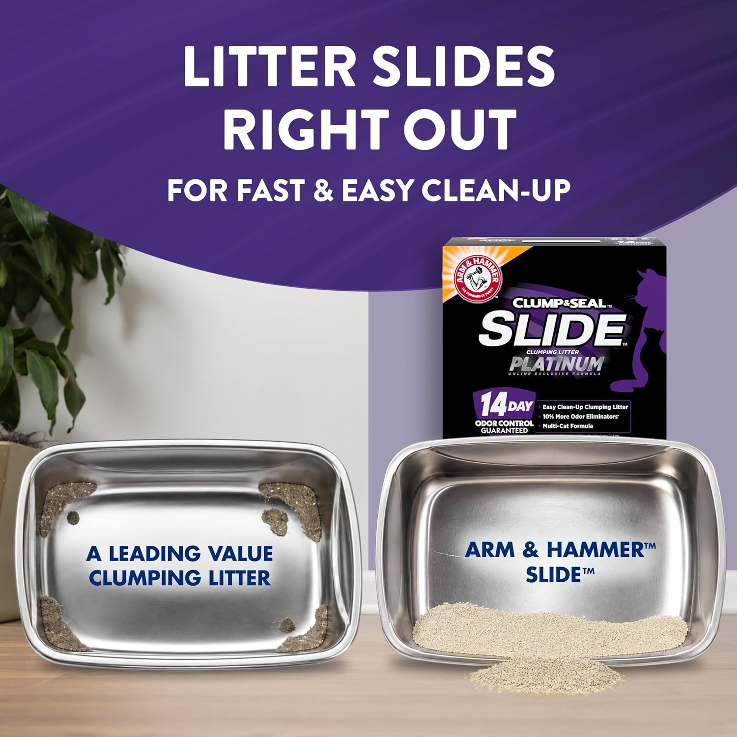 ARM & HAMMER Slide Platinum Easy Clean-Up Clumping Cat Litter, 18 lbs