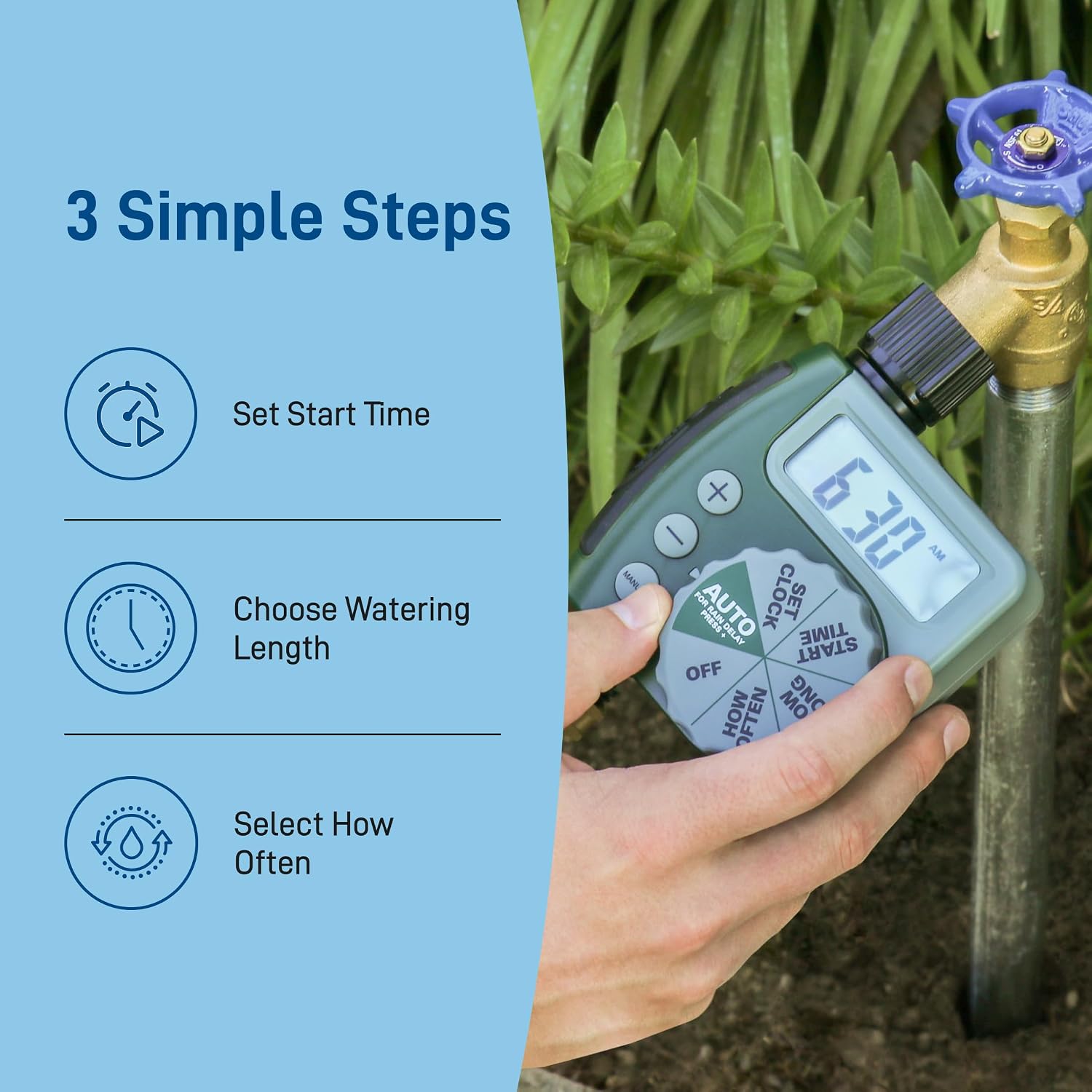 Orbit Programmable Digital Hose Watering Timer - 1 Outlet - Battery Powered - with LCD Screen - Built-in Rain Delay - Water-Resistant - 62061