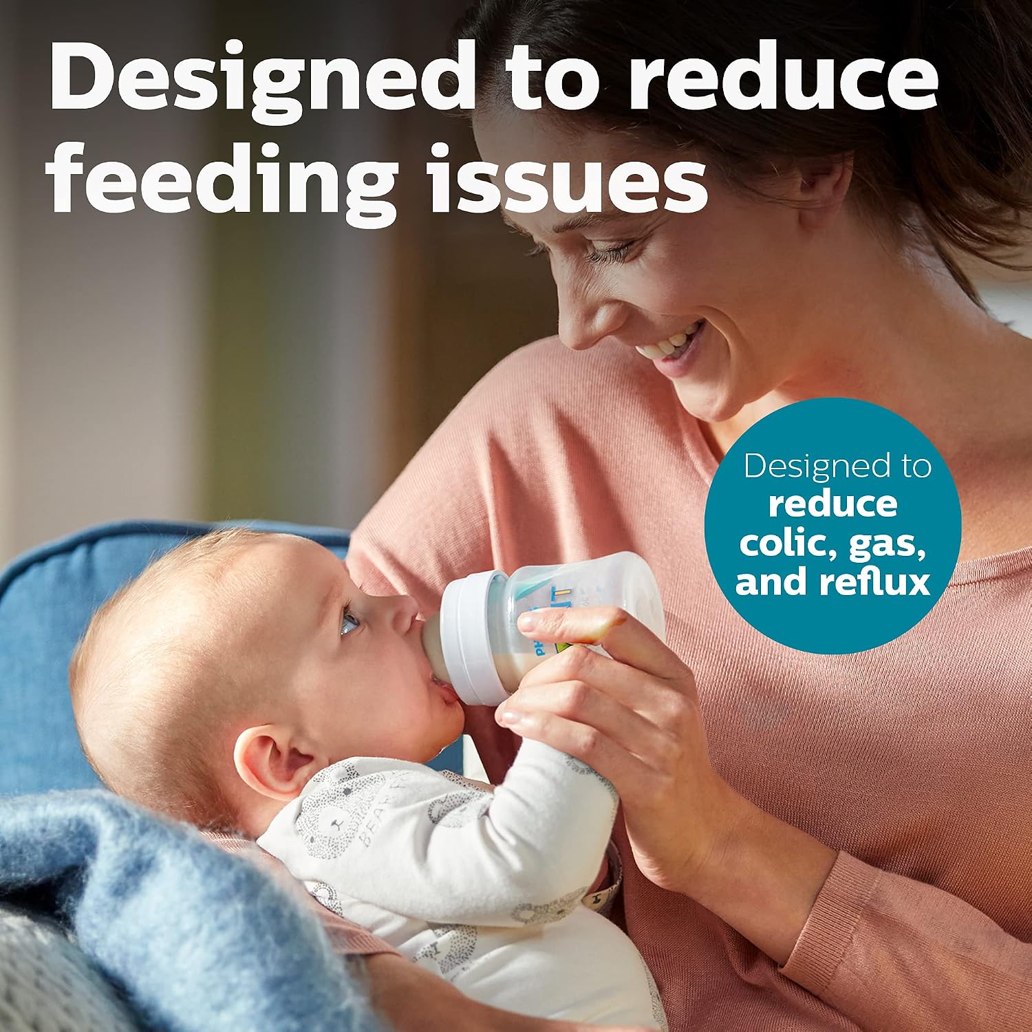 Philips Avent Anti-Colic Baby Bottle with AirFree Vent, Slow Flow, 4 oz
