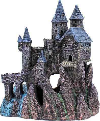 Penn-Plax Deco-Replicas Age-of-Magic Wizard’s Castle Part B Aquarium Decoration - Durable Hand-Painted Resin with Swim Holes & Hideouts - Safe for Freshwater & Saltwater Tanks - Gray, 13 x 9 x 15.5 In