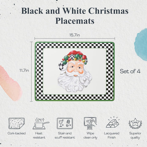 Pimpernel Black and White Christmas Placemats - Set of 4